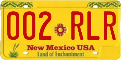 NM license plate 002RLR