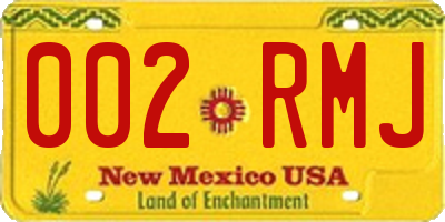 NM license plate 002RMJ