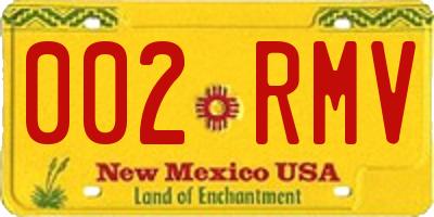NM license plate 002RMV