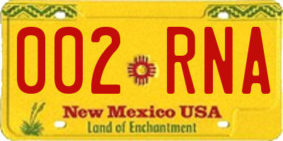 NM license plate 002RNA