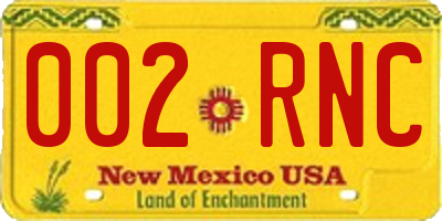 NM license plate 002RNC