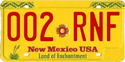 NM license plate 002RNF