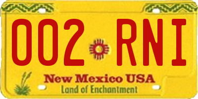 NM license plate 002RNI