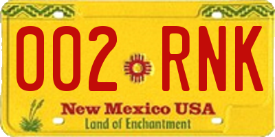 NM license plate 002RNK