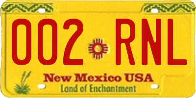 NM license plate 002RNL