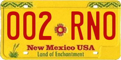 NM license plate 002RNO