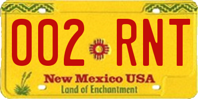 NM license plate 002RNT