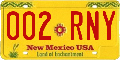 NM license plate 002RNY
