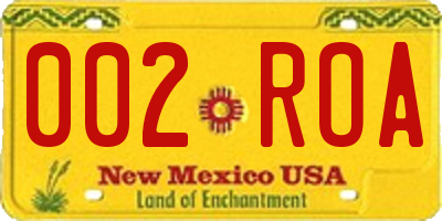 NM license plate 002ROA