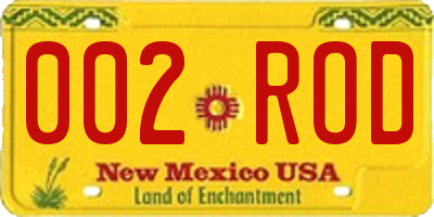 NM license plate 002ROD