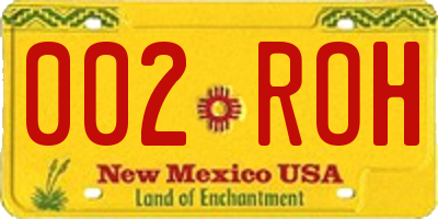 NM license plate 002ROH