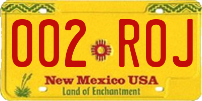 NM license plate 002ROJ