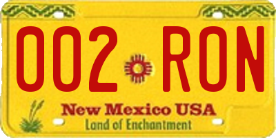 NM license plate 002RON