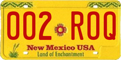 NM license plate 002ROQ
