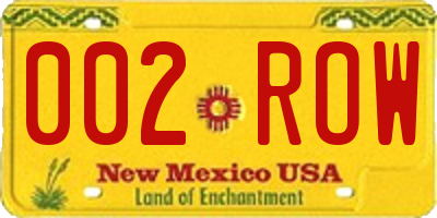 NM license plate 002ROW