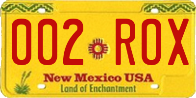 NM license plate 002ROX