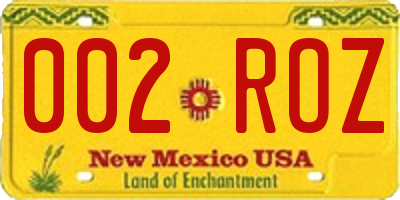 NM license plate 002ROZ