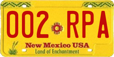 NM license plate 002RPA