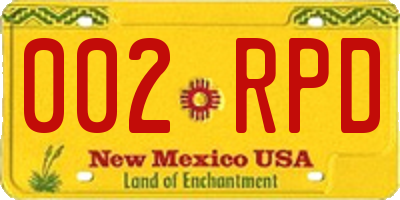 NM license plate 002RPD