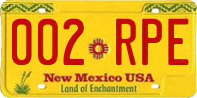 NM license plate 002RPE