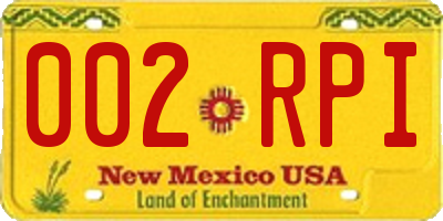 NM license plate 002RPI