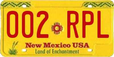 NM license plate 002RPL