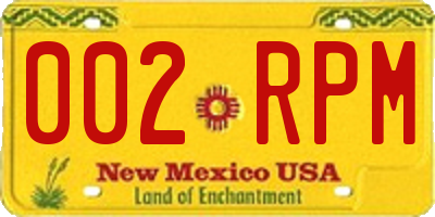 NM license plate 002RPM