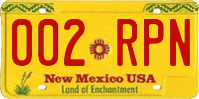 NM license plate 002RPN