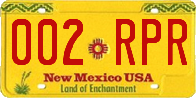NM license plate 002RPR