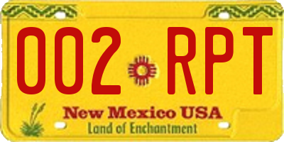 NM license plate 002RPT
