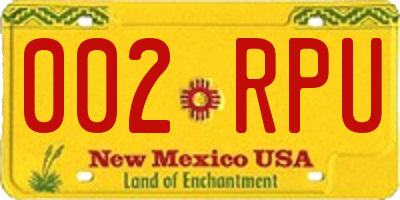 NM license plate 002RPU