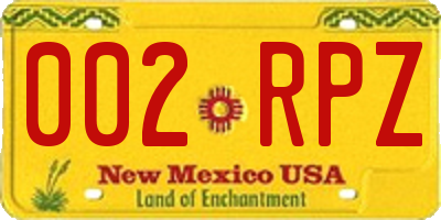 NM license plate 002RPZ