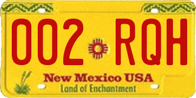 NM license plate 002RQH