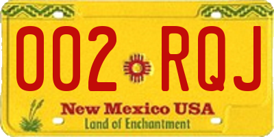 NM license plate 002RQJ