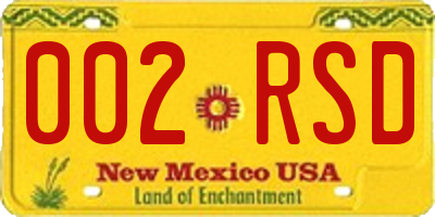 NM license plate 002RSD
