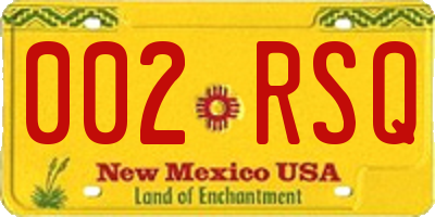 NM license plate 002RSQ
