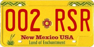 NM license plate 002RSR