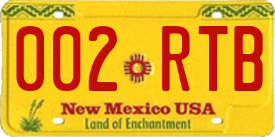 NM license plate 002RTB
