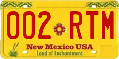 NM license plate 002RTM