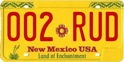 NM license plate 002RUD