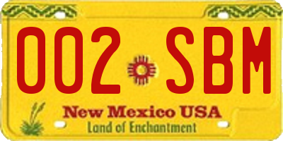 NM license plate 002SBM