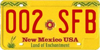 NM license plate 002SFB