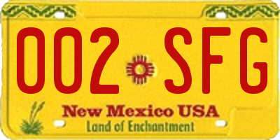NM license plate 002SFG