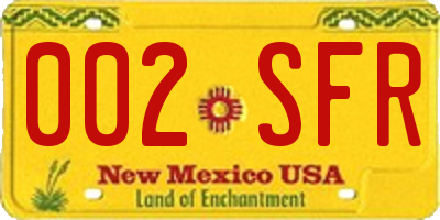 NM license plate 002SFR