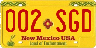 NM license plate 002SGD