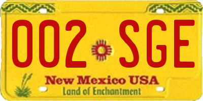 NM license plate 002SGE