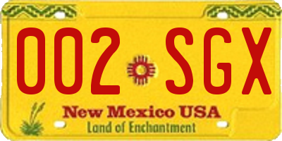 NM license plate 002SGX
