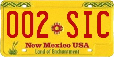 NM license plate 002SIC