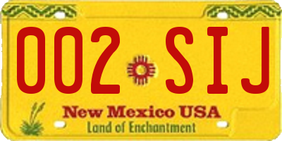 NM license plate 002SIJ