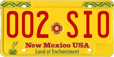 NM license plate 002SIO